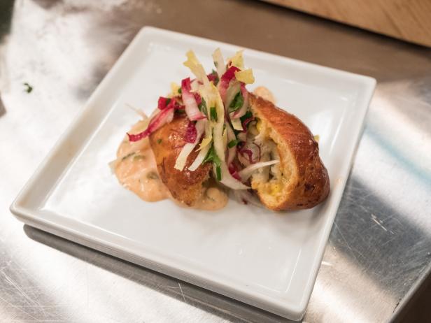 Creole Corn and Crab Hand Pies with Endive Slaw and Comeback Sauce